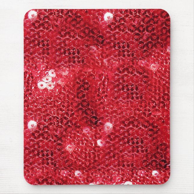 Faux Red Sequin Pattern Image Mouse Mat (Front)
