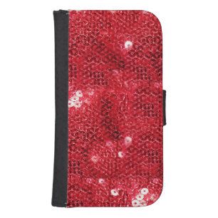 Faux Red Sequin Pattern Image Samsung S4 Wallet Case