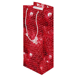 Faux Red Sequin Pattern Image Wine Gift Bag