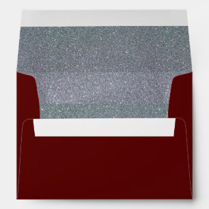 Faux Red Silver Glitter Confetti Foil Sparkle Envelope