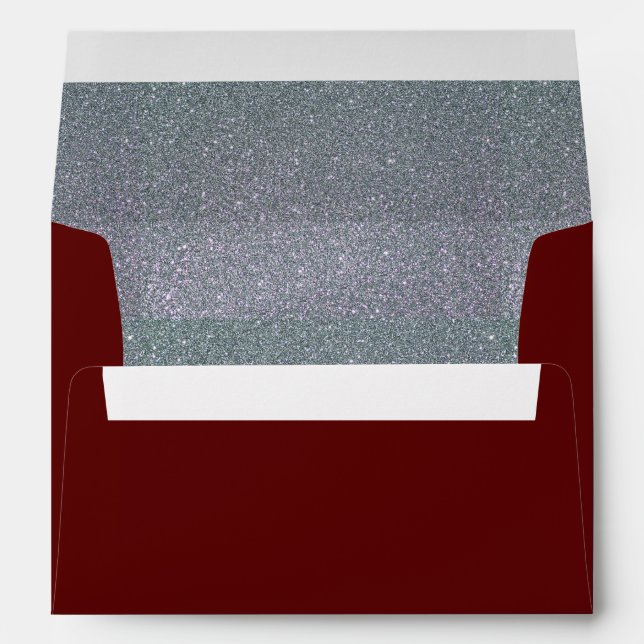 Faux Red Silver Glitter Confetti Foil Sparkle Envelope (Back (Bottom))