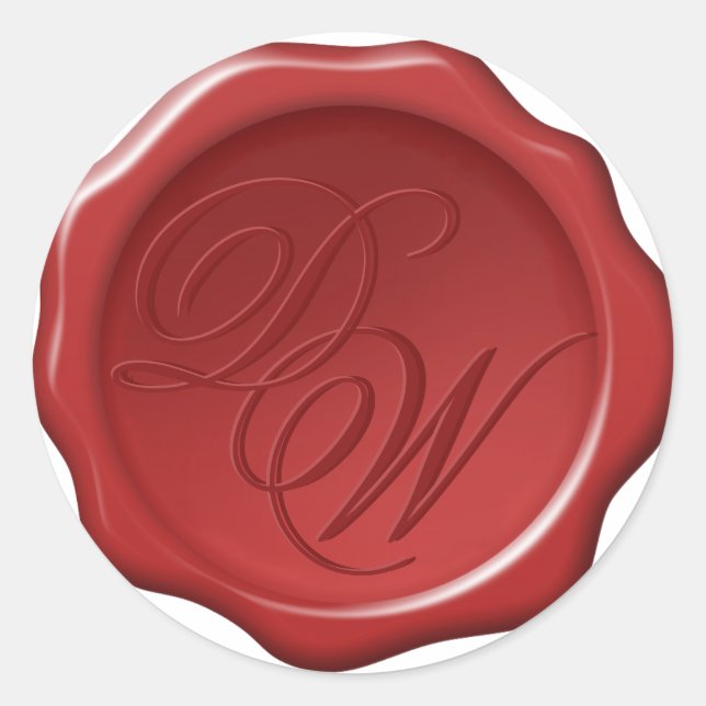 Faux Red Wax Seal - Wedding Monogram Calligraphy (Front)