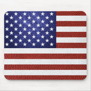 Faux Red White Blue Leather USA Flag Mouse Mat