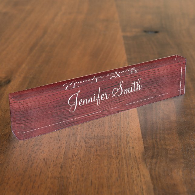 Faux Red Wood Nameplate (Side)