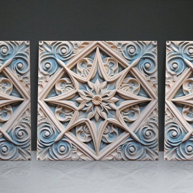 Faux Relief Floral Moroccan Tile Home Decor Accent (Creator Uploaded)