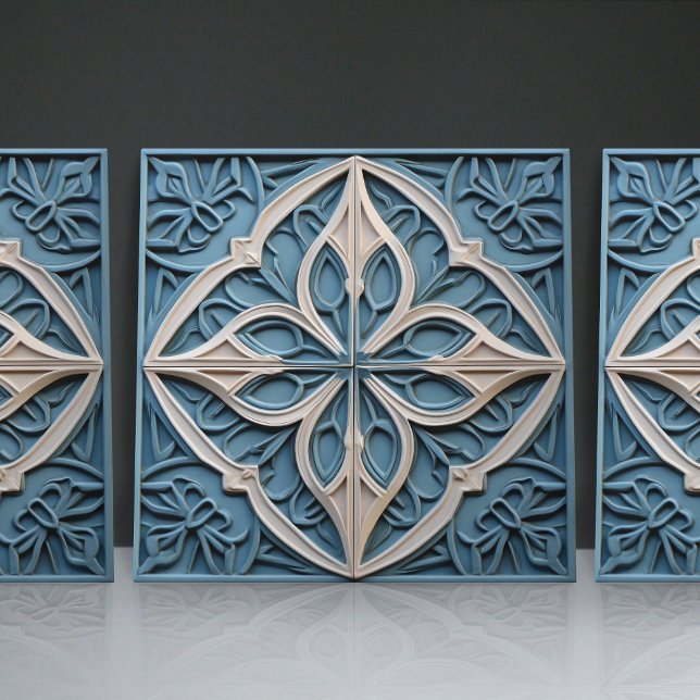 Faux Relief Floral Moroccan Tile Home Decor Accent (Creator Uploaded)