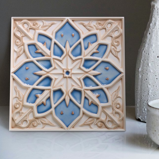 Faux Relief Floral Moroccan Tile Home Decor Accent (Creator Uploaded)