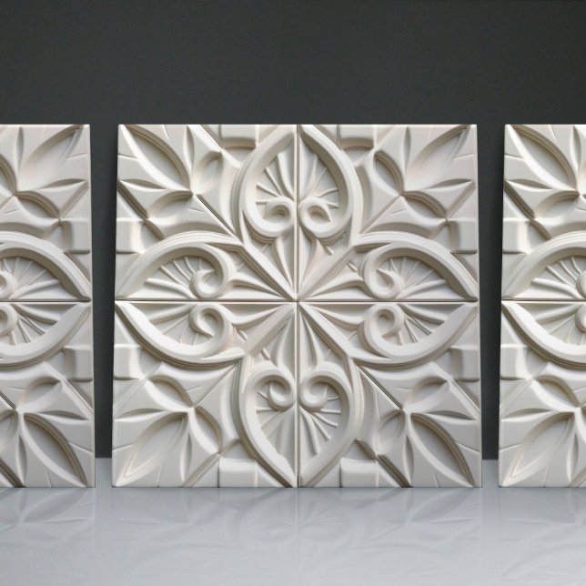 Faux Relief Floral Moroccan Tile Home Decor Accent (Creator Uploaded)