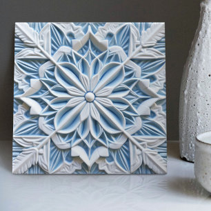 Faux Relief Floral Moroccan Tile Home Decor Accent