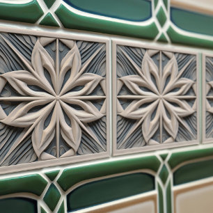 Faux Relief Floral Moroccan Tile Home Decor Accent