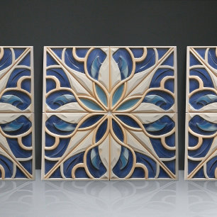 Faux Relief Floral Moroccan Tile Home Decor Accent