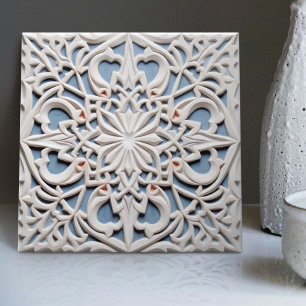 Faux Relief Floral Moroccan Tile Home Decor Accent
