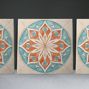 Faux Relief Floral Moroccan Tile Home Decor Accent
