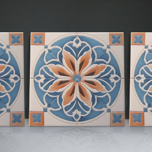 Faux Relief Floral Moroccan Tile Home Decor Accent