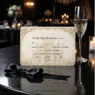 Faux Relief Stone Cathedral Sketch Formal RSVP Card