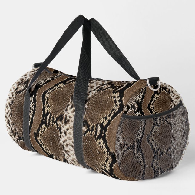 Faux Reticulated Python Snake Skin Duffle Bag (Right Corner)