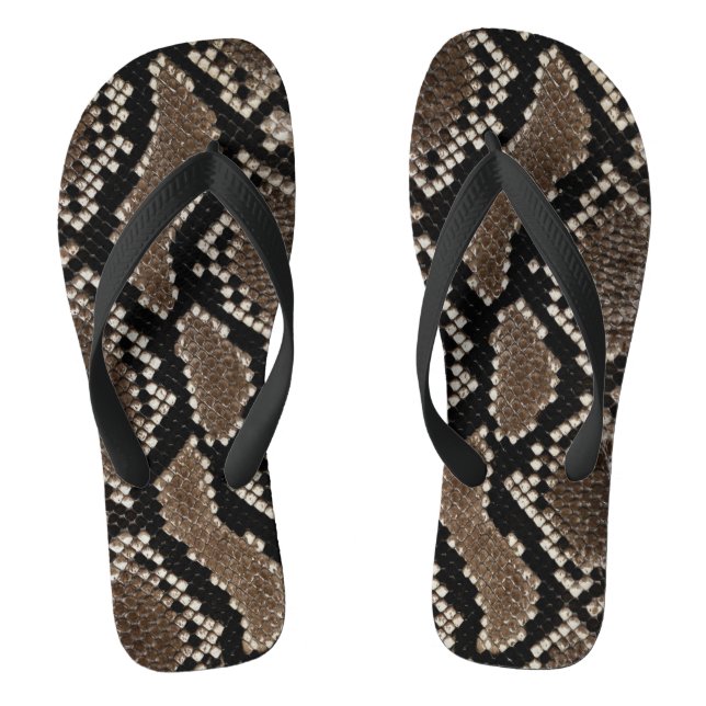 Faux Reticulated Python Snake Skin Flip Flops (Footbed)
