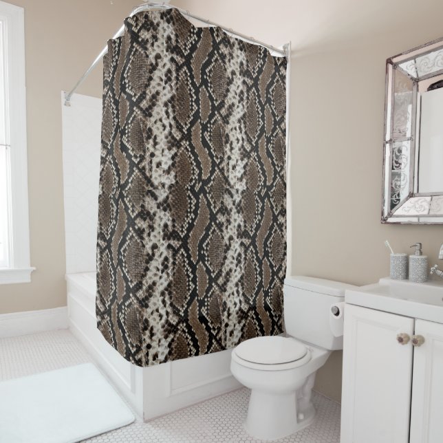 Faux Reticulated Python Snake Skin Shower Curtain (In Situ)