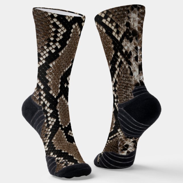 Faux Reticulated Python Snakeskin Socks (Angled)