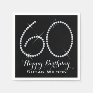 Faux Rhinestone 60th Birthday Napkin