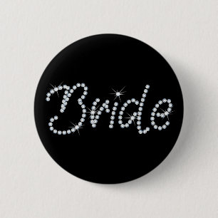 Faux Rhinestone Bride 6 Cm Round Badge