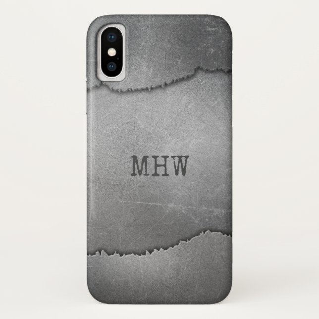 Faux Ripped Metal custom monogram phone cases (Back)