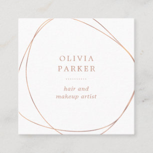 Faux Rose Gold Abstract Circle   White Square Business Card