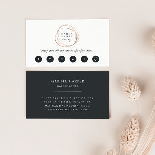 Faux Rose Gold Abstract Logo Loyalty Cards
