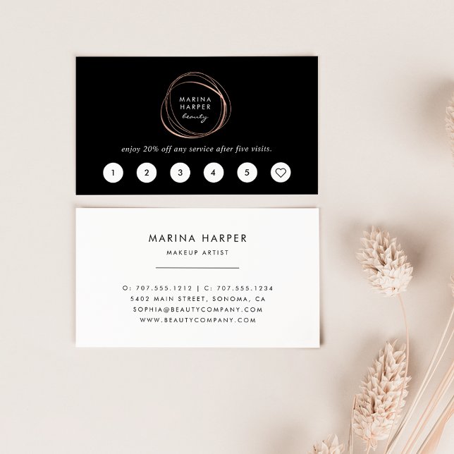 Faux Rose Gold Abstract Logo Loyalty Cards (Creator Uploaded)