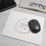 Faux Rose Gold Abstract Logo Mouse Mat<br><div class="desc">Chic personalised mousepad displays your business name or choice of custom text inside a faux rose gold foil abstract circle element on a white background.</div>