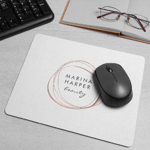 Faux Rose Gold Abstract Logo Mouse Mat