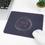 Faux Rose Gold Abstract Logo Mouse Mat<br><div class="desc">Chic personalised mousepad displays your business name or choice of custom text inside a faux rose gold foil abstract circle element on a rich midnight blue background.</div>