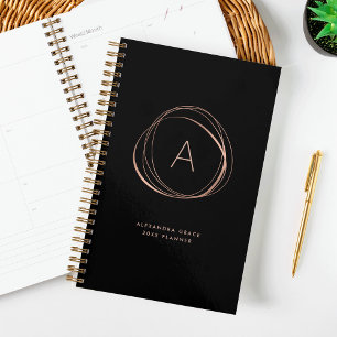 Faux Rose Gold Abstract Monogram Planner