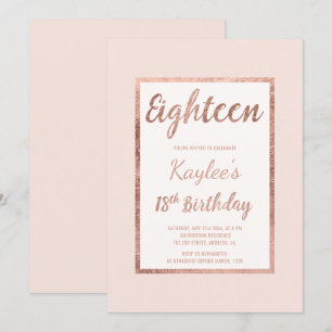 Faux rose gold blush pink elegant 18th Birthday Invitation