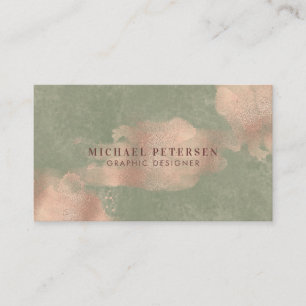 Faux Rose Gold Blush Sage Green   Graphic Designer Business Card