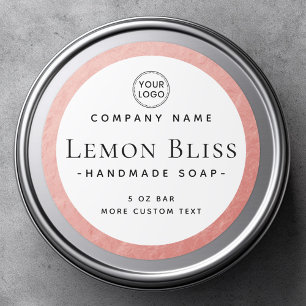 Faux rose gold border round product label