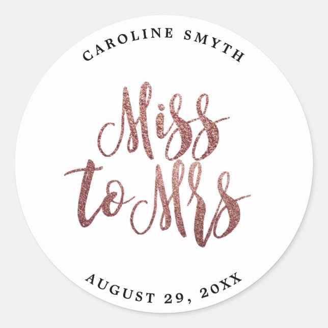 faux rose gold bridal shower favors sticker (Front)