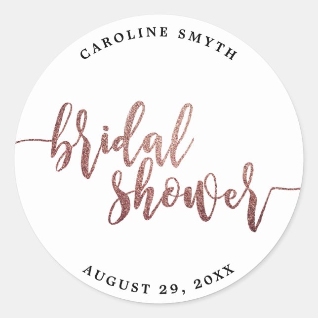 faux rose gold bridal shower favors sticker (Front)