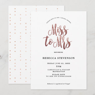 faux rose gold bridal shower invitation