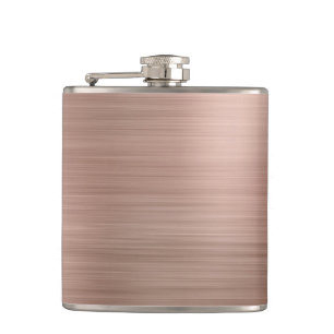 Faux Rose Gold Brushed Metallic Hip Flask