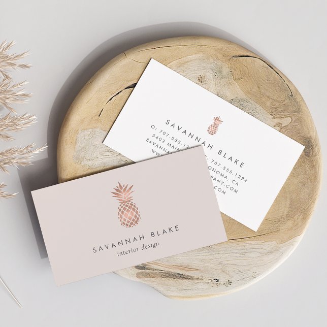 Faux Rose Gold & Cameo Blush Pineapple Business Card (Creator Uploaded)