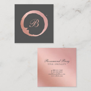 Faux Rose Gold Circle Monogram Square Business Card