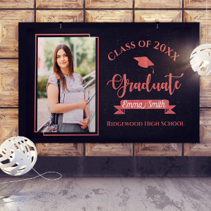 Faux Rose Gold Class Of 2024 Photo Graduation Banner