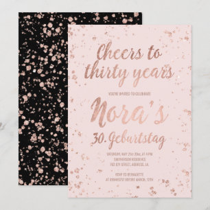 Faux rose gold confetti blush thirty 30th Birthday Invitation