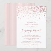 Faux Rose Gold Confetti Dots Baby Shower
