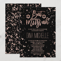 Faux rose gold confetti splatters Bat Mitzvah
