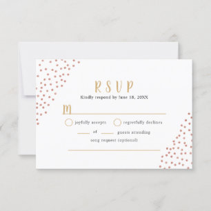 Faux Rose Gold Confetti Wedding buffet RSVP Card