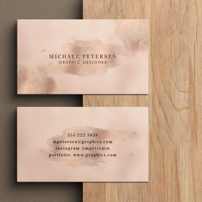 Faux Rose Gold Copper Foil | Graphic Designer Business Card (Creator Uploaded)