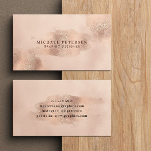 Faux Rose Gold Copper Foil   Graphic Designer Business Card