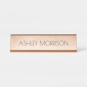 Faux Rose Gold Desk Name Plate